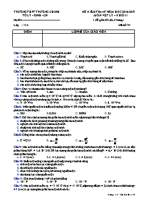 Đề kiểm tra 45p Vật lí lớp 11 - Mã đề 134 - Năm học 2016-2017 - Trường THPT Trường Chinh